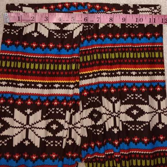 White Mark~Brown Colorful Fair Isle Soft Spandex Leggings NWOT - Picture 14 of 15